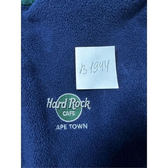 Hard Rock Cafe Cape Town Fleece Embroidered Pullover Size S 1/3 Zip Blue Green - Picture 10 of 10